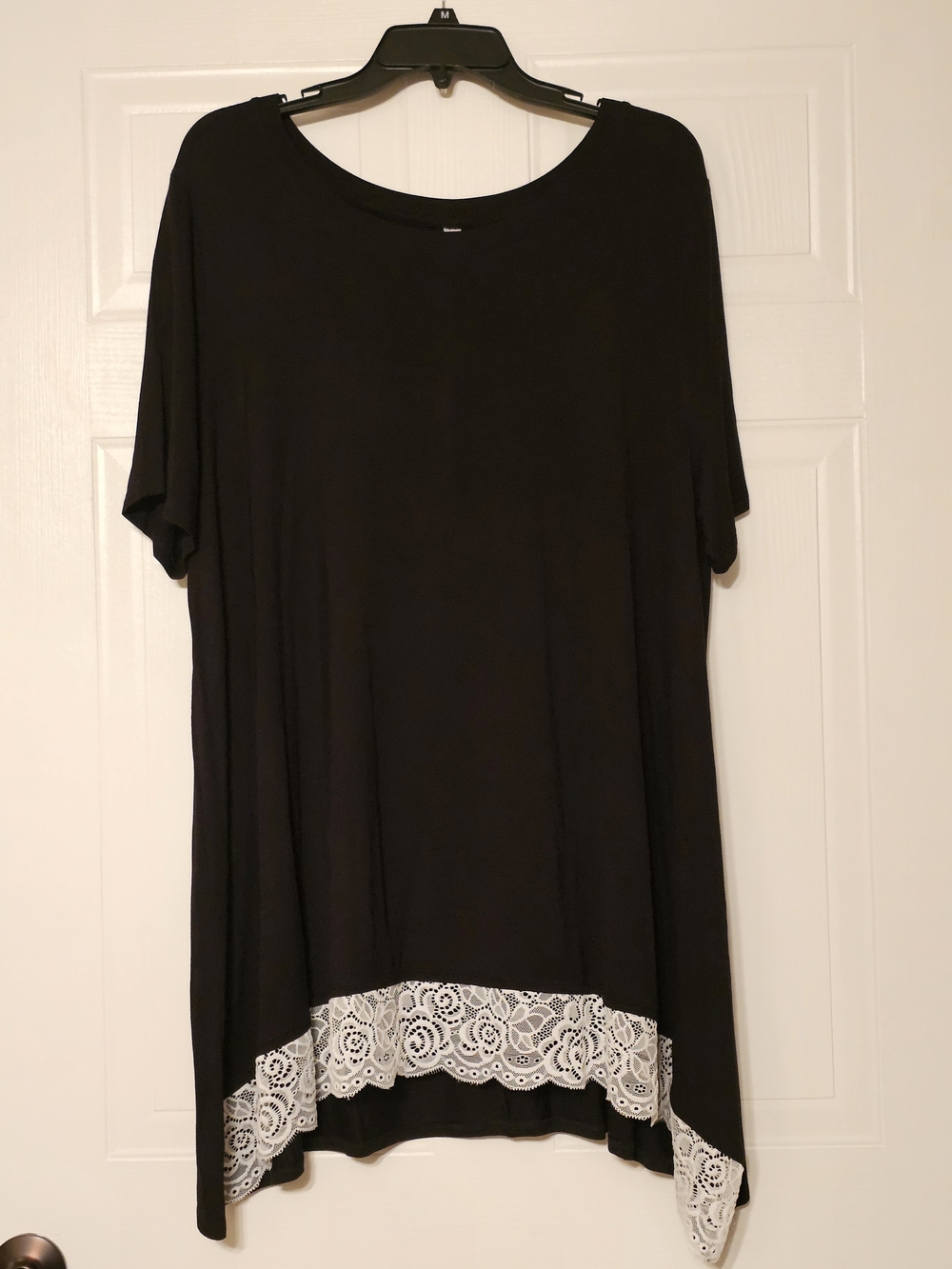 Signature Black Tunic with White Lace Hem